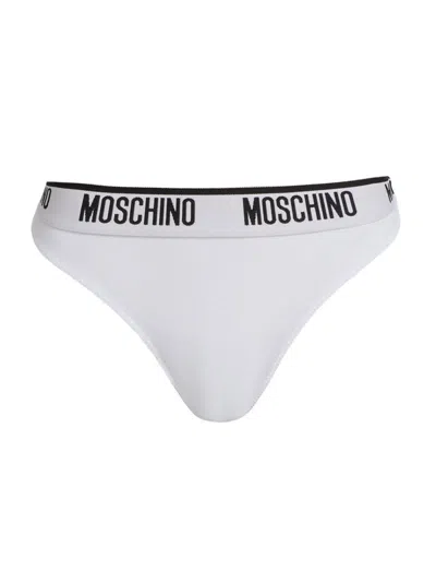 Moschino Women's  Intimo Donna Logo Thongs 2-pack In White