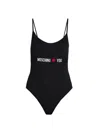 Moschino Logo Strap Bodysuit In Black