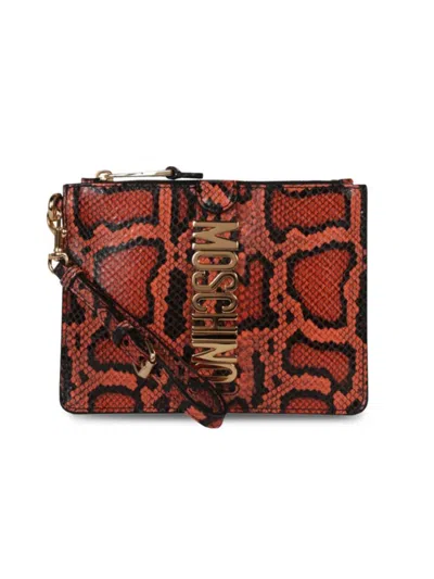 Moschino Women's  Snakeskin-effect Leather Wristlet In Brown