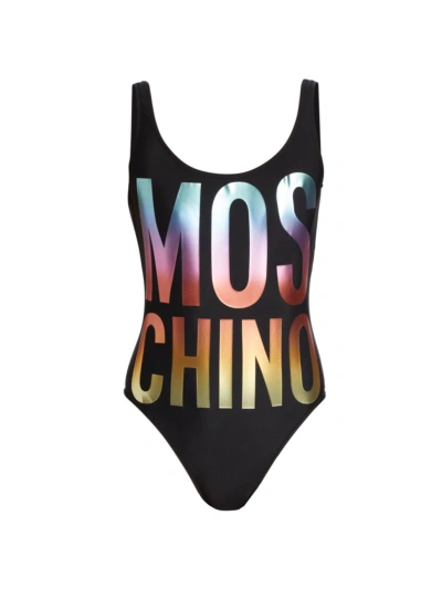 Moschino Women's Ombré Logo One-piece Swimsuit In Black