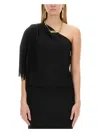 Moschino One-piece Top With Fringed Shoulder Detail In Black