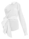Moschino Asymmetric One-shoulder Shirt Chest Pocket Detail In White