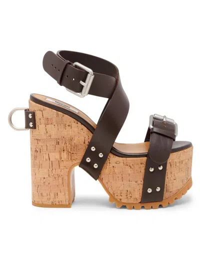 Moschino Women's Open Toe Leather Platform Sandals In Brown