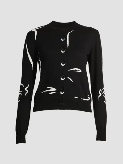 Moschino Women's Patterned Knit Cardigan In Black