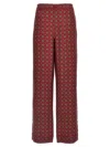 Moschino Silk Pants With Graphic Pattern In Red