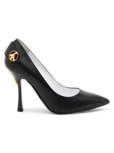 Moschino Women's Peace Button 100mm Leather Pumps In Black