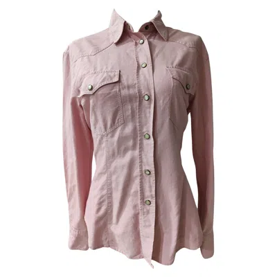 Pre-owned Moschino Women's Pink Cotton Shirt Size 46, Italian Fashion Style