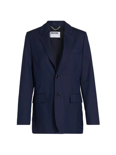 Moschino Women's Pinstripe Wool Blazer In Blue