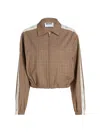 Moschino Checked-pattern Cropped Jacket In Brown
