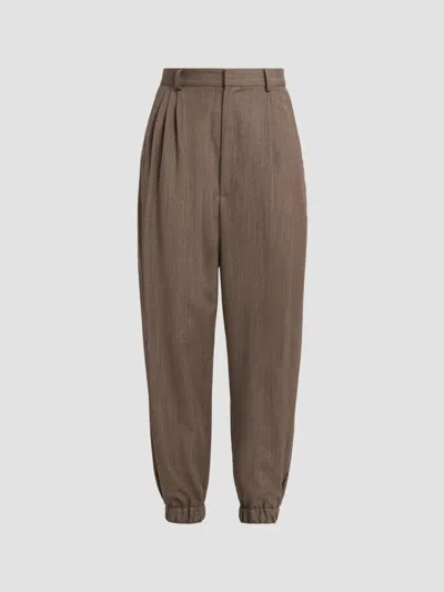 Moschino Women's Pleated Wool Trousers In Brown
