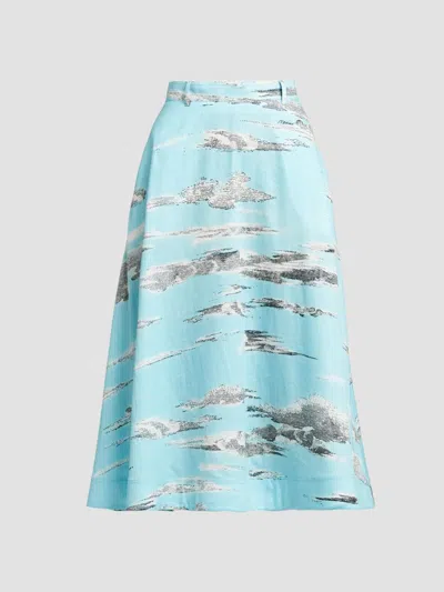 Moschino Women's Printed Cotton A-line Midi Skirt In Multi Light Blue