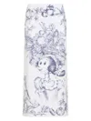 Moschino Maxi Skirt With Whimsical Floral Character Illustration In White