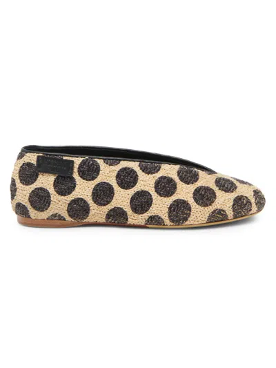 Moschino Women's Printed Raffia Ballerina Flats In Brown