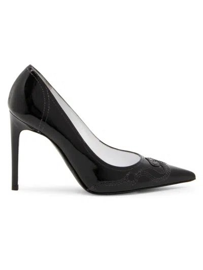 Moschino Women's Question Stitching 100mm Leather Pumps In Black