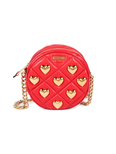 Moschino Women's Quilted Leather Crossbody Bag In Red