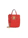 MOSCHINO WOMEN'S QUILTED MONOGRAM LEATHER SATCHEL
