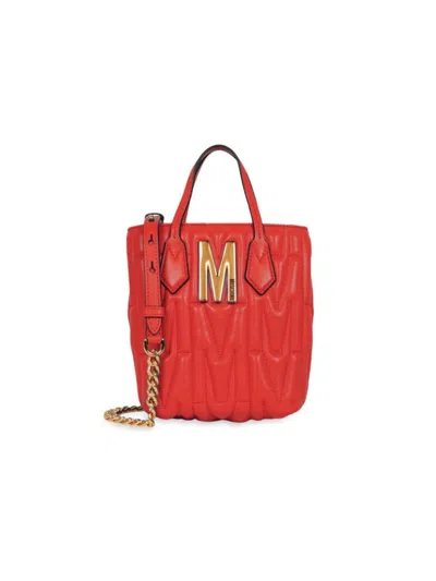 Moschino Women's Quilted Monogram Leather Satchel In Red