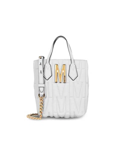 MOSCHINO WOMEN'S QUILTED MONOGRAM LEATHER SHOULDER BAG