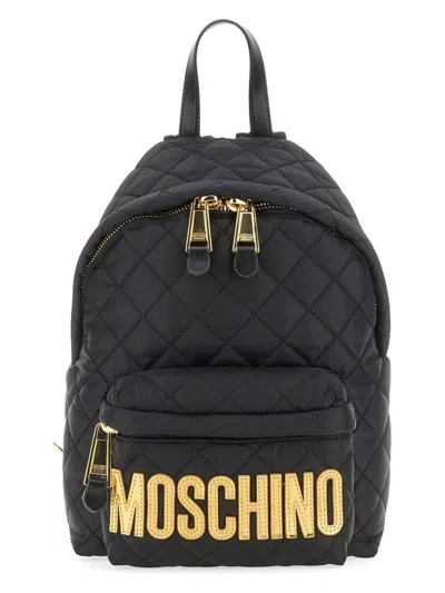 Moschino Women's Quilted Nylon Backpack In Black