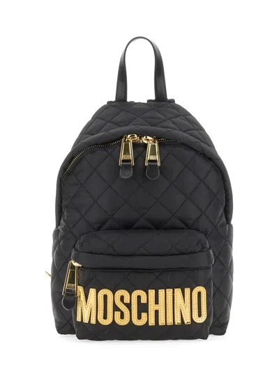 Moschino Women Quilted Nylon Backpack In Black