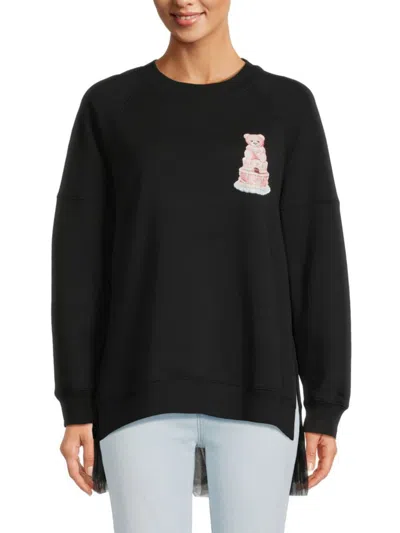 Moschino Women's Ruffle Graphic Crewneck Sweatshirt In Black