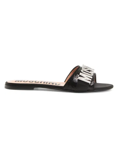 Moschino Women's Sequin & Crystal-embellished Mules In Black
