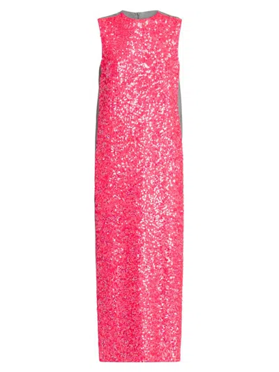 Moschino Women's Sequined Mix Media Maxi Dress In Pink
