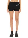 Moschino Logo-embellished Organic Cotton Shorts In Black