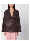 Moschino Couture Printed Silk Shirt In Brown