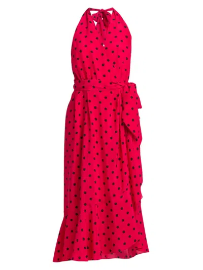 Moschino Women's Silk Wrap Midi-dress In Red