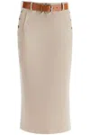 Moschino Wool Twill Skirt Tailored Twist In Neutral