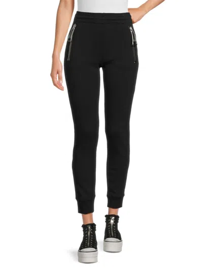 Moschino Women's Solid Zip Pocket Joggers In Black
