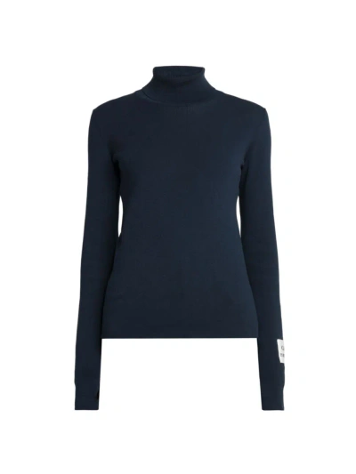 Moschino Women's Still Life Cotton Turtleneck Sweater In Dark Blue