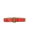 MOSCHINO WOMEN'S STUD LOGO LEATHER BELT