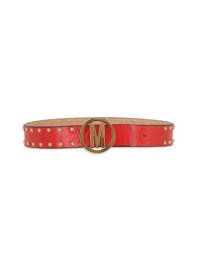 Moschino Leather Belt In Red