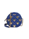 Moschino Heart Studs Quilted Shoulder Bag In Blue