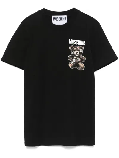 Moschino Women T-shirt With Teddy Bear Print In Black