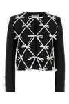 Moschino Wool Blazer Cropped Tailored Bow Detail In Black