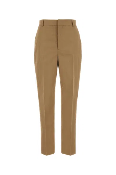 Moschino Tan Tapered Flat Front Pants In Brown