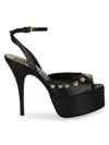 Moschino Teddy Bear Studded Ankle Strap Platform Sandal In Black