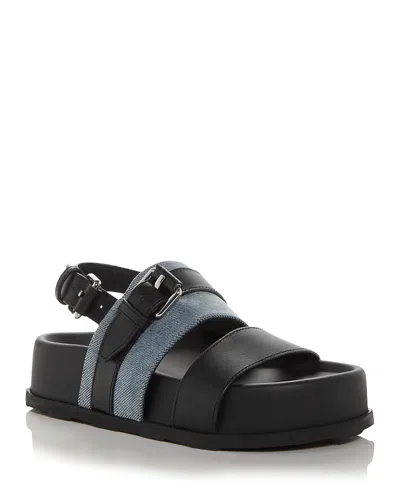 Moschino Women's Tie-me Denim & Leather Platform Sandals In Blue