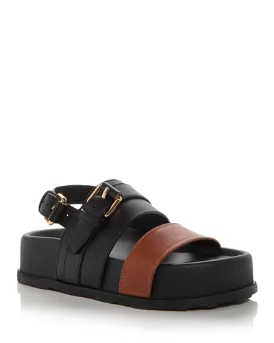 Moschino Women's Tie-me Leather Sandals In Brown