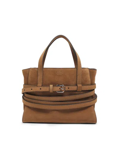 Moschino Women's Tie Me Suede Carryall In Brown