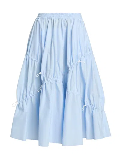Moschino Women's Toggle Stretch Cotton Midi-skirt In Blue