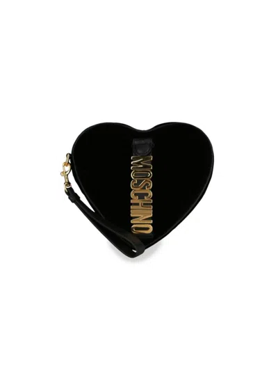 Moschino Women's Velvet Heart Shaped Wristlet In Black