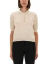 Moschino Knitwear Polo Collar Short Sleeves Ribbed Hem In Neutral