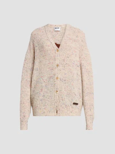 Moschino Women's Wool-blend Bouclé Cardigan In Multi Ivory