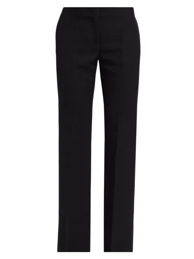 Moschino Women's Wool-blend Straight-leg Trousers In Black