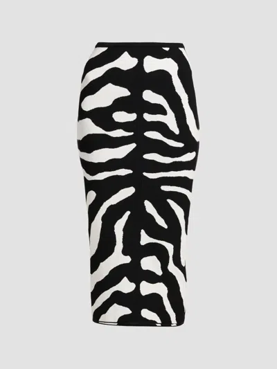 Moschino Women's Zebra Jacquard Knit Midi Skirt In Multi Black