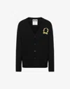 Moschino Wool And Cashmere Cardigan Laurel Crown Embroidery In Black